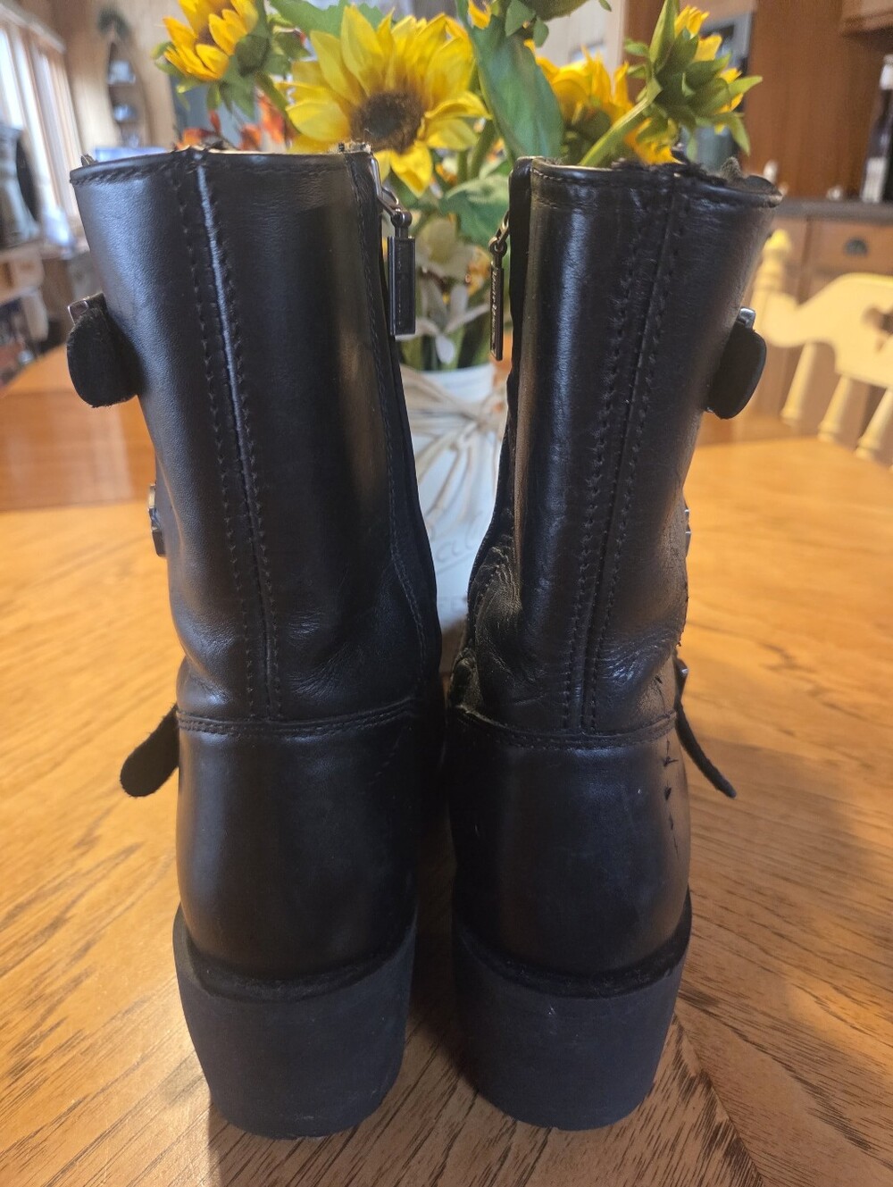Harley-Davidson Black Leather Motorcycle Womens Boots - Picture 5 of 14